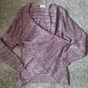 Cozy Marled Rose Wrap V-Neck Sweater